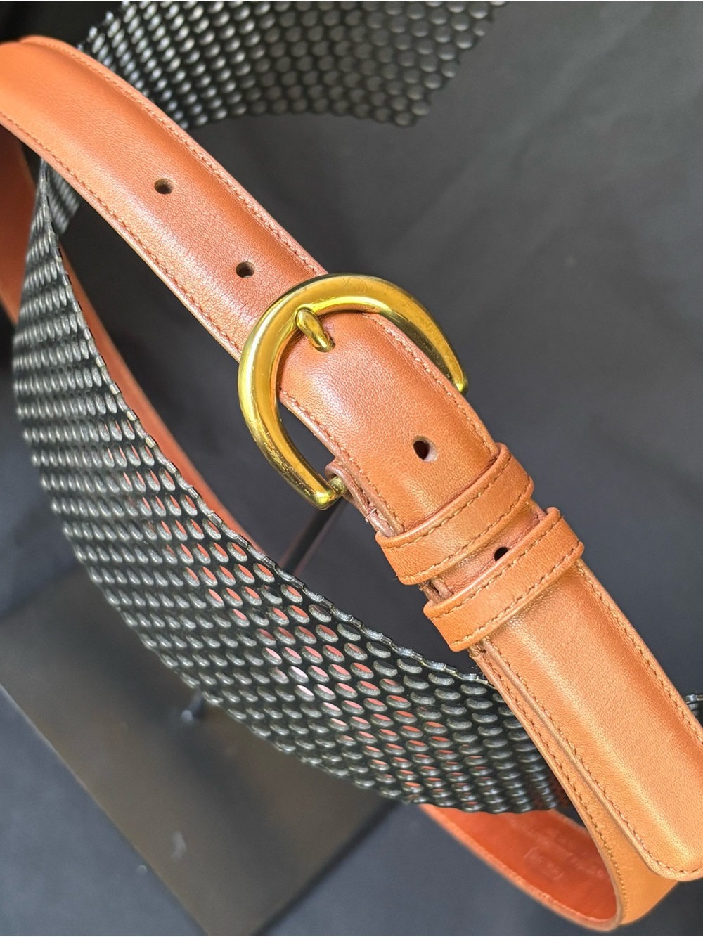 Vintage Coach Leather Belt with Brass Knot Buckle #8400 size M